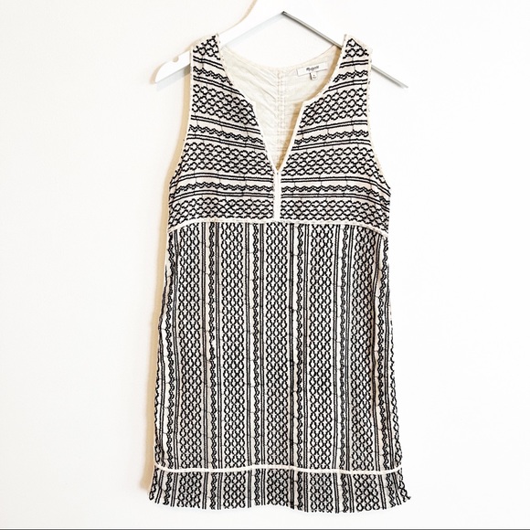 Madewell Embroidered Shift Dress Black Cream - Picture 3 of 11
